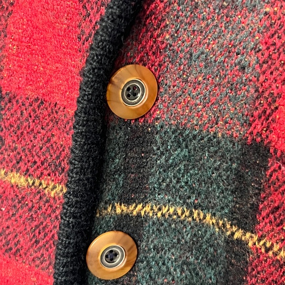 Structure Sweater Vest Size S Tartan Plaid Red Green Button Up 100% Wool Vintage - Picture 3 of 4
